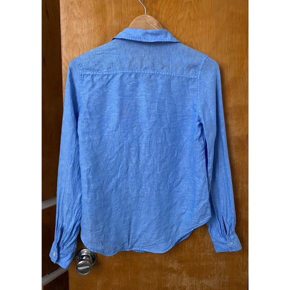 Lilly Pulitzer Sea View Linen Shirt Beckon Blue Button Down LS Sz XXS - Picture 4 of 6